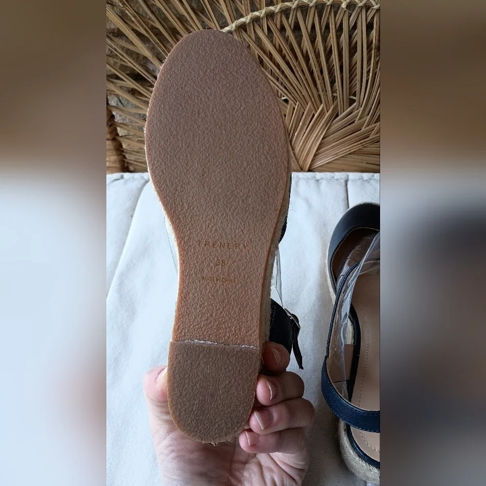 Trenery Black Espadrille Wedge Sandals_